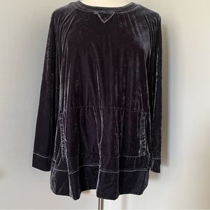 Soft Surroundings Pullover Sweater Women's PXL Crushed Velvet Charcoal Gray